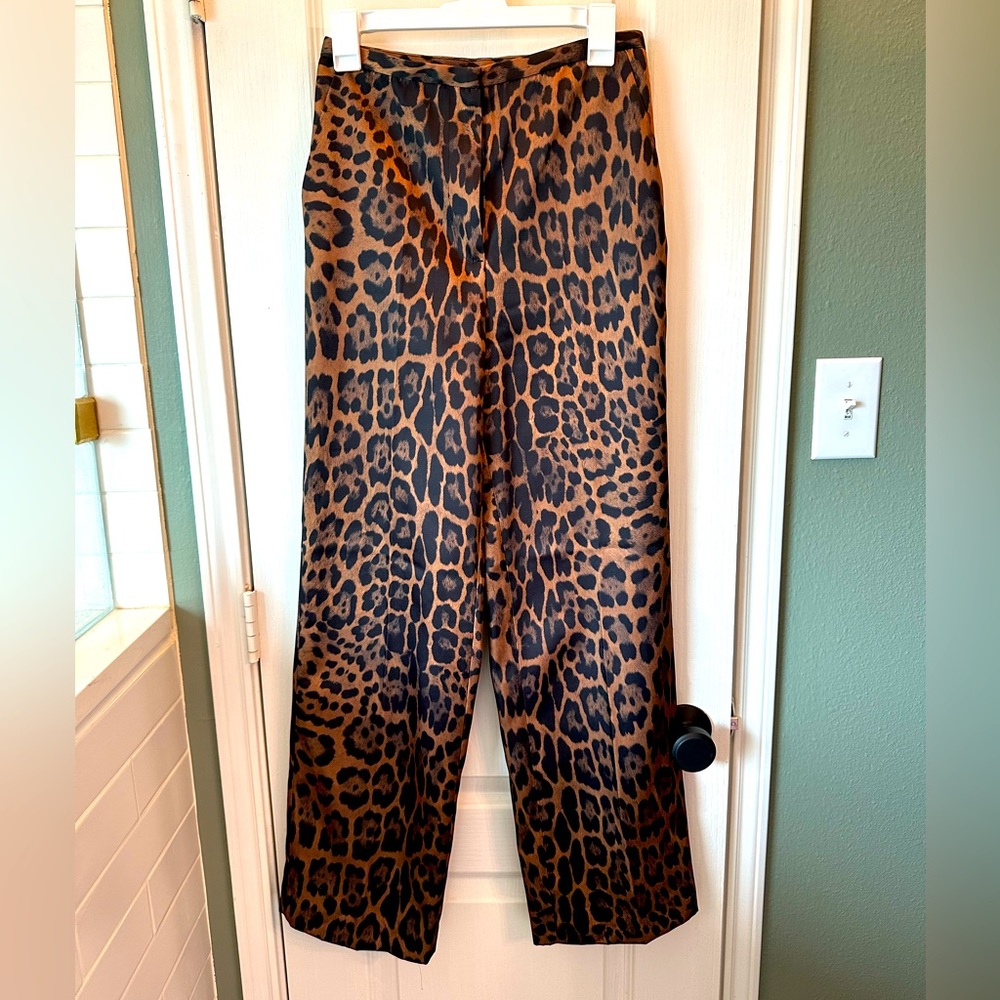 H&M Satin leopard print pant